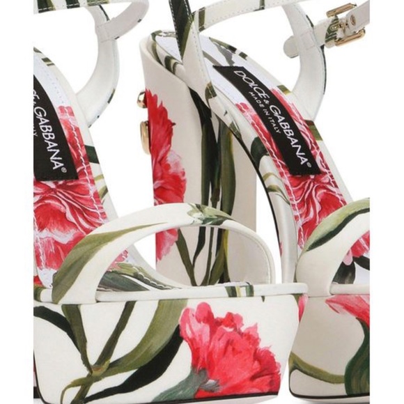 Dolce & Gabbana Floral Platform Sandals - White and Pink - Picture 5 of 5